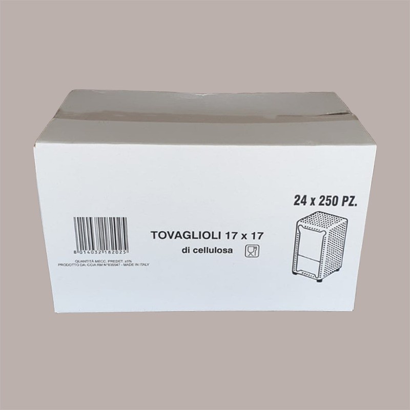 6000 Pz Tovaglioli Bar Ripiegati Bianchi per Dispenser 17x17