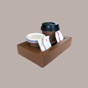 100 Pz Cestino Carta 2 Fori per Caffè Asporto Brown Coffee Speed [e4683b85]