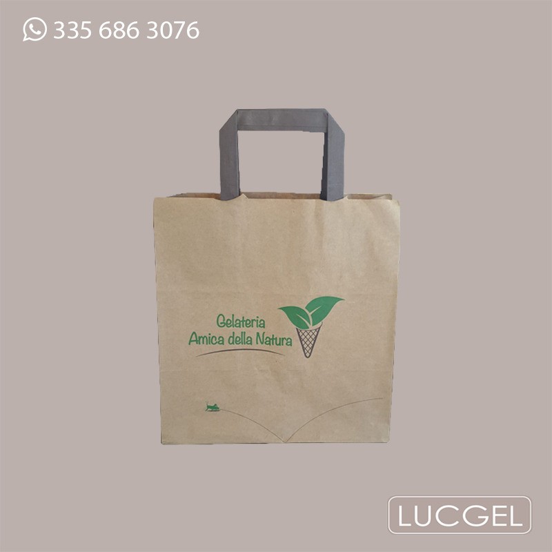 200 Pezzi Borsa Carta Avana Gelateria Amica Natura 26+16x17 [af049c6e]