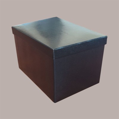 2 Pz Scatola Baule+Coperchio Carta Pelle Nero 400x285H240 mm [1e43d6d7]