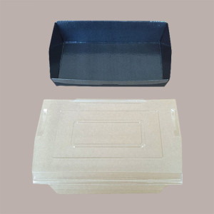 15 Pz Box Carta Nero Sushi Rettangolare + Coperchio PRYSMA [9da858f0]