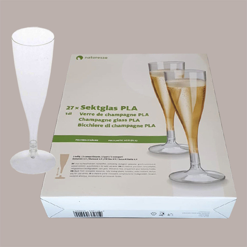 27 Pz Bicchiere Champagne Aperitivo Party Bio PLA Flute 100Ml