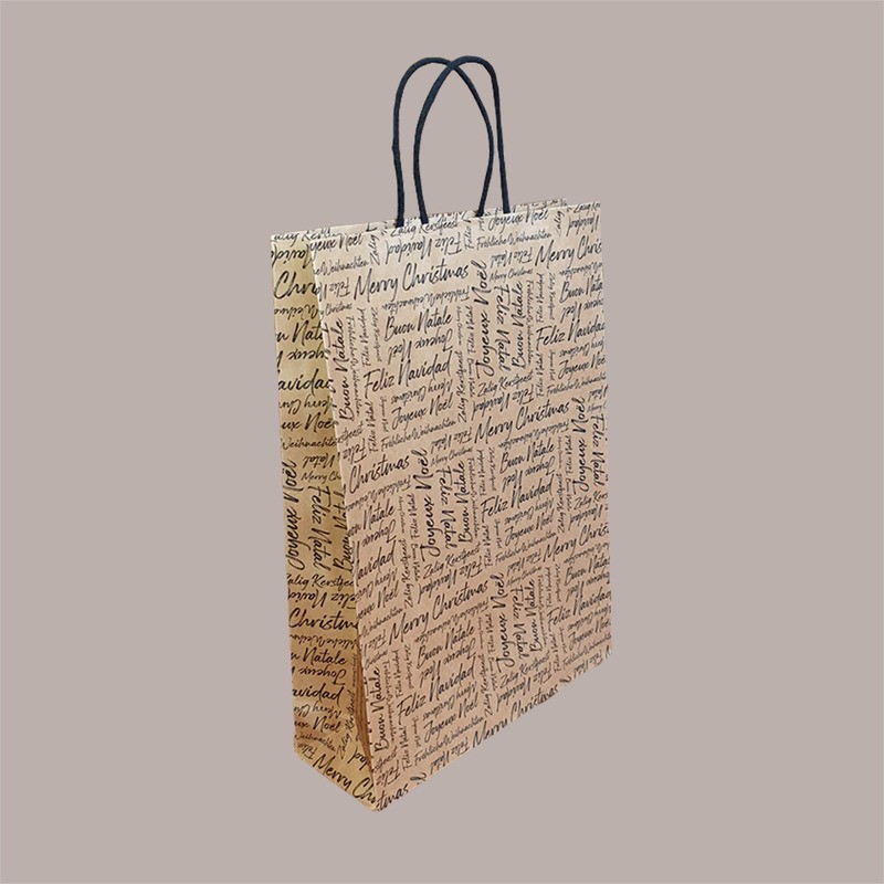 20 Pz Shopper Carta Marrone Words Manico Cordino 230x100H300 [09d870b7]
