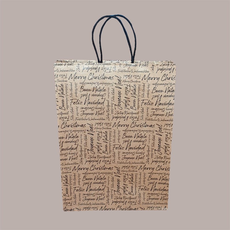 20 Pz Shopper Carta Marrone Words Manico Cordino 230x100H300 [d0fe33ba]