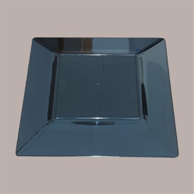 25 Pz Piatto Quadrato Rigido Nero Spigolo Black Plate PS 23x23H1,8 cm [8faa3981]