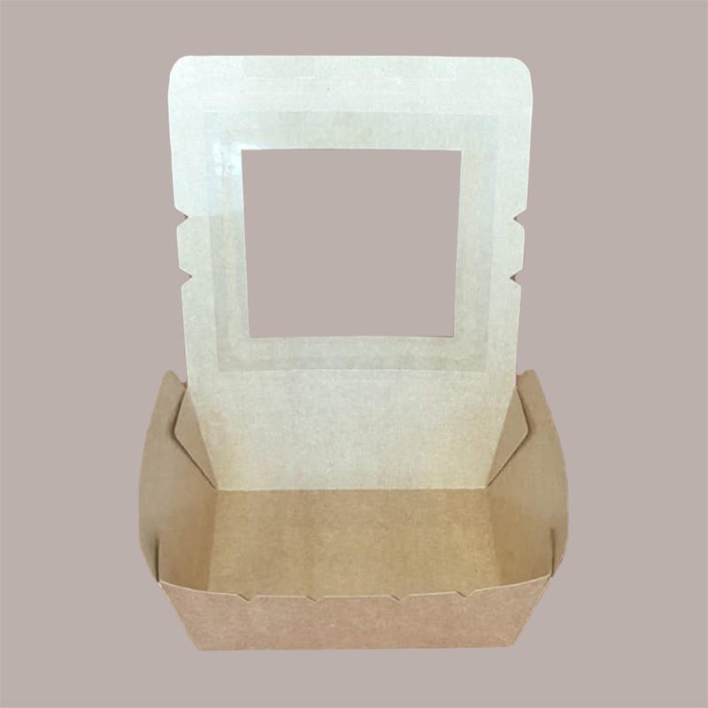 50 Box Alimenti Medio Asporto Carta Marrone Finestra 175x140H65 [fd23d98f]