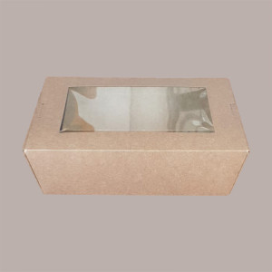 50 Box Alimenti Grande Asporto Carta Marrone Finestra 215x160H65