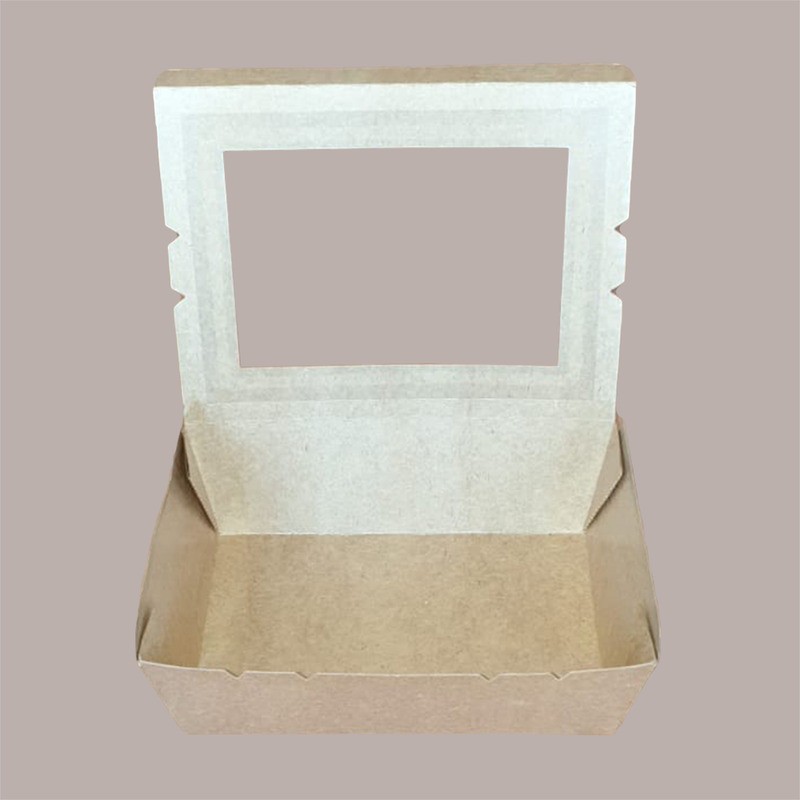 50 Box Alimenti Grande Asporto Carta Marrone Finestra 215x160H65 [7a8f018e]
