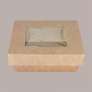 30 Box Alimenti Grande Asporto Carta Marrone Finestra 195x195H52