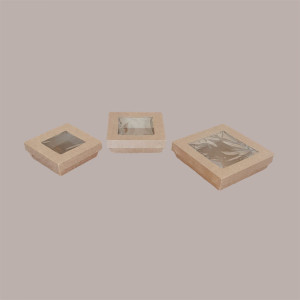 30 Box Alimenti Grande Asporto Carta Marrone Finestra 195x195H52 [c69b3697]