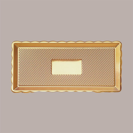 25 Pz Vassoio Rettangolare Medoro Oro Plastica Rigido 15x25 Alcas [9201130f]