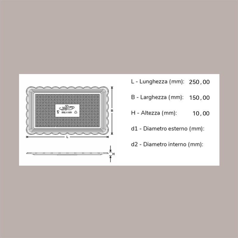 25 Pz Vassoio Rettangolare Medoro Oro Plastica Rigido 15x25 Alcas [f96ad618]