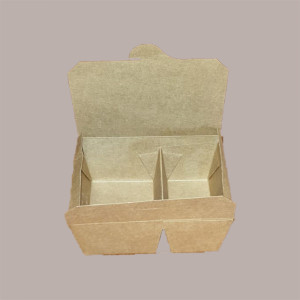 60 Box Alimenti Asporto 2 Scomparti in Carta Marrone 170x140H65 [87e9e22b]