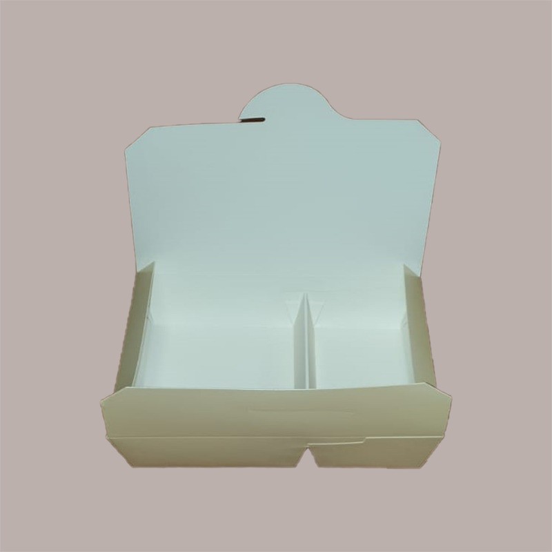 60 Box Alimenti Asporto 2 Scomparti Carta Champagne 195x140H45 [e2db963f]
