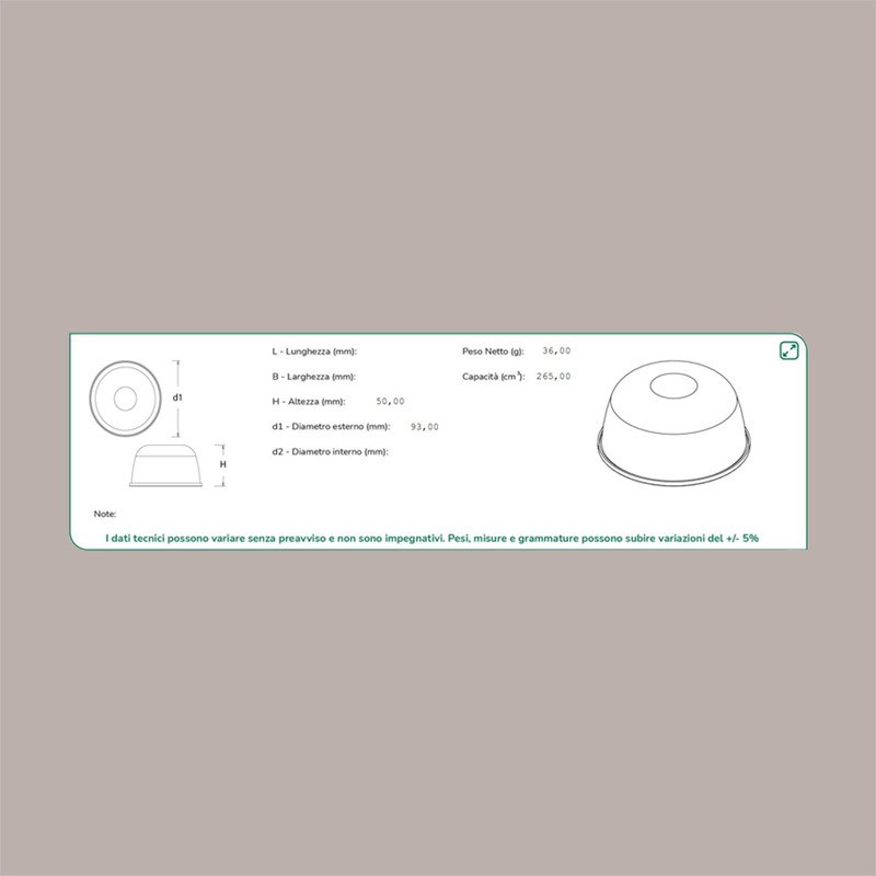 25 Pz Zuccotto 2 Porzioni Liscio con Coperchio Trasparente 200g [de473c5d]