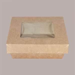 30 Box Alimenti Medio Asporto Carta Marrone Finestra 163x163H51