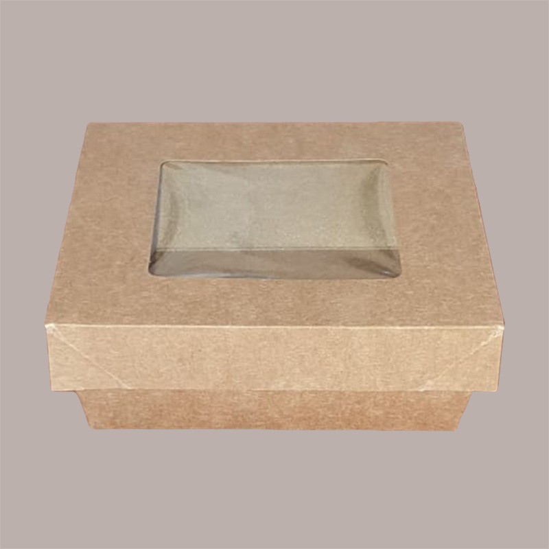 30 Box Alimenti Medio Asporto Carta Marrone Finestra 163x163H51 [658b42b8]