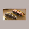 100 Pz Vassoio Mono Porzione in PP PET Oro e Nero per Eclair [130888d4]