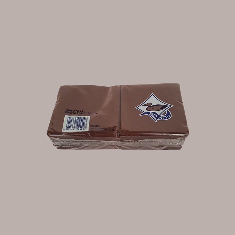100 Pz Tovagliolo Carta 24x24 2 Veli Ripiegato Cioccolato Aperitivo [07b058b7]