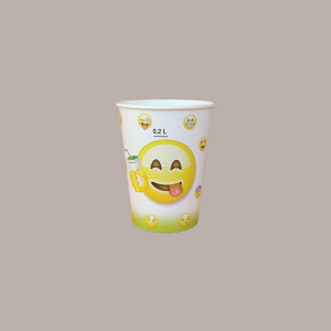 100 Pz Bicchiere Bibita Yogurt Carta Fantasia Emoticon Emoji 250cc