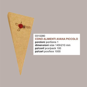 100 Pz Cono Carta Avana Porta Alimenti Fritti Piccolo 145H210mm [8fdd27bb]