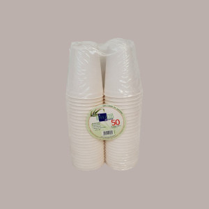 50 Pz Bicchiere Biodegradabile Eco Polpa Cellulosa 260cc
