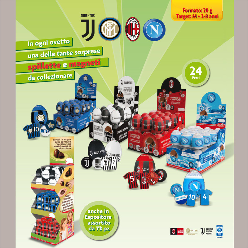 Juventus Ovetto Cioccolato al Latte 20g con Sorpresa Dolfin Espositore da 24 pezzi [75277bfb]