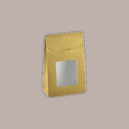10 Pz Astuccio Sacchetto Carta Pelle Oro Finestra 170x170H235 [3f8b5e8f]