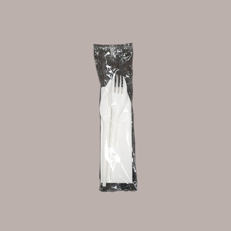 50 Pz Forchetta PLA + Tovagliolo Posate Bio Eco Imbustato Singolo [3f4f138d]