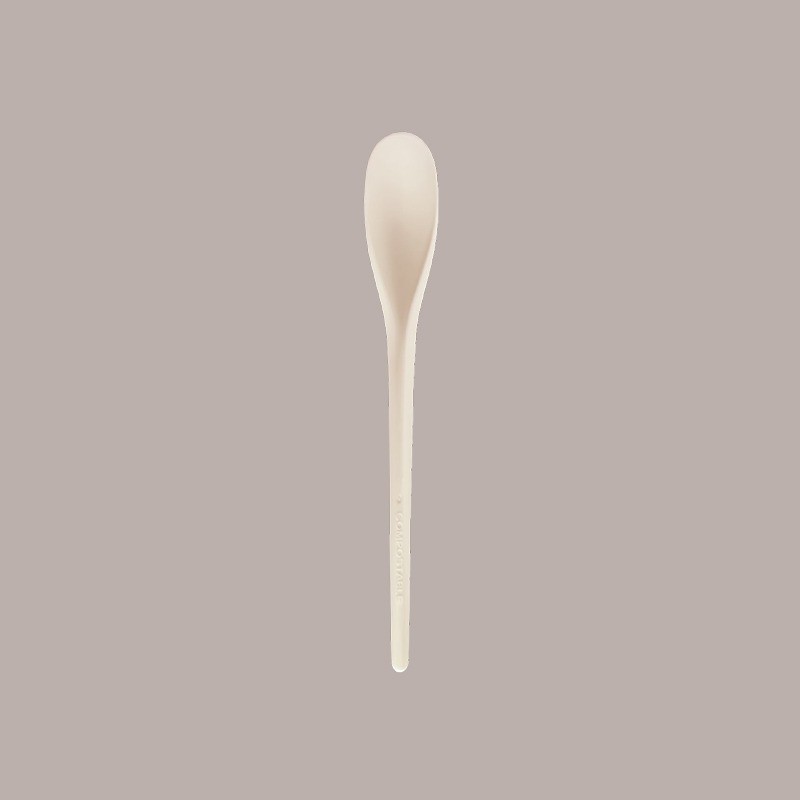 150 Pz Cucchiaino 15cm Biodegradabile PLA Beige Imbustato Carta [7f189f2e]