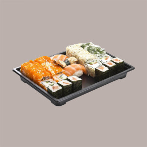 50 Pz Contenitore Nero Pet Sushi Sashimi + Coperchio 240x147H50 [5b3d0863]