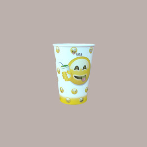 100 Pz Bicchiere Bibita Yogurt Carta Fantasia Emoticon Emoji 300cc [11810e13]
