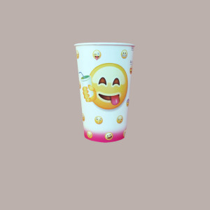 50 Pz Bicchiere Bibita Yogurt Carta Fantasia Emoticon Emoji 550cc
