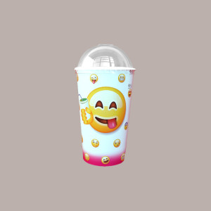 50 Pz Bicchiere Bibita Yogurt Carta Fantasia Emoticon Emoji 550cc [0f776f6f]