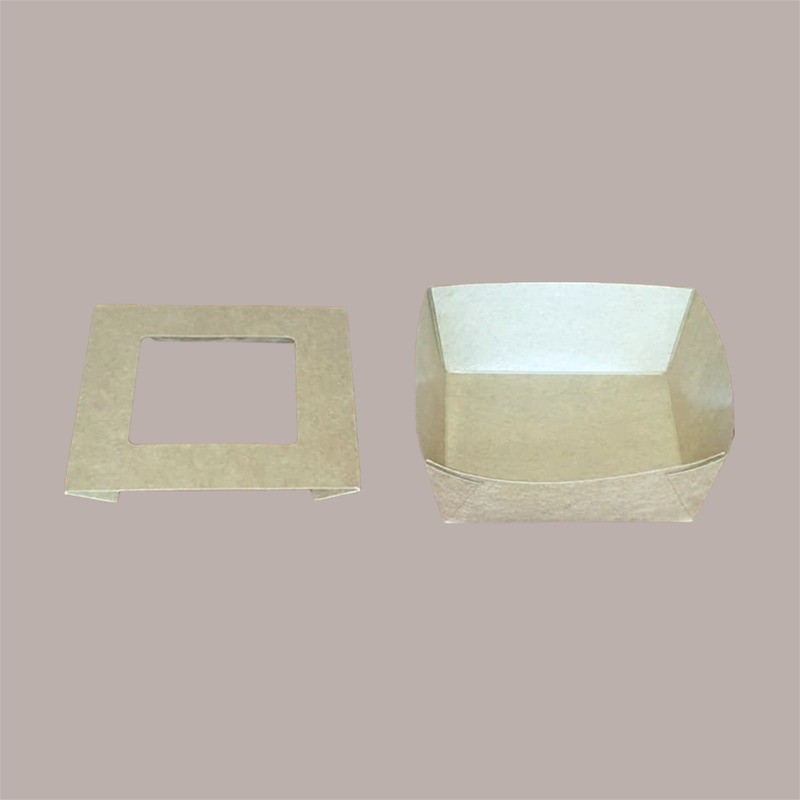30 Box Alimenti Piccolo Asporto Carta Marrone Finestra 143x143H50 [f37a688c]