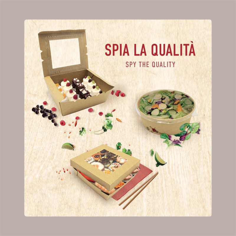 30 Box Alimenti Piccolo Asporto Carta Marrone Finestra 143x143H50 [9811ad9b]