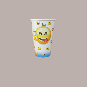 100 Pz Bicchiere Bibita Yogurt Carta Fantasia Emoticon Emoji 370cc [ac3c412b]