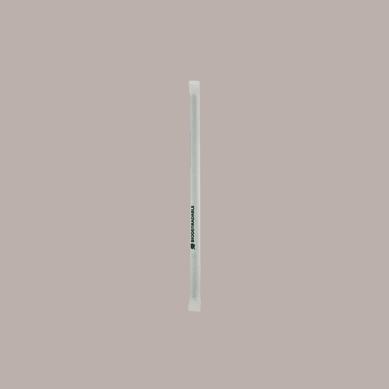400 Pz Cannuccia in PLA Pieghevole Incartata Bio Foro 5 H240mm [2910629c]