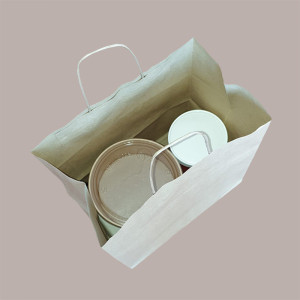 50 Pz Borsa in Carta Riciclata Natura Bio per Asporto 32+20H30 [ed86ec5d]