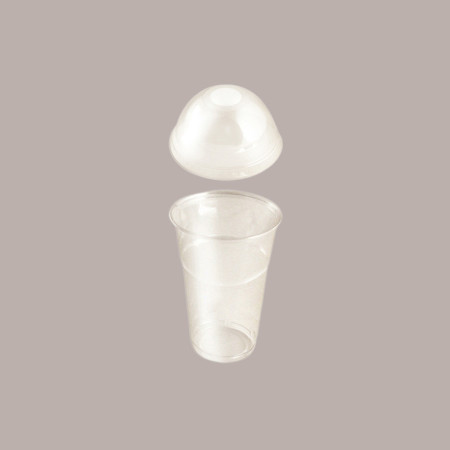 50 Pz Bicchiere PLA BIO 400cc con Coperchio Cupola con Foro [f3883dbb]