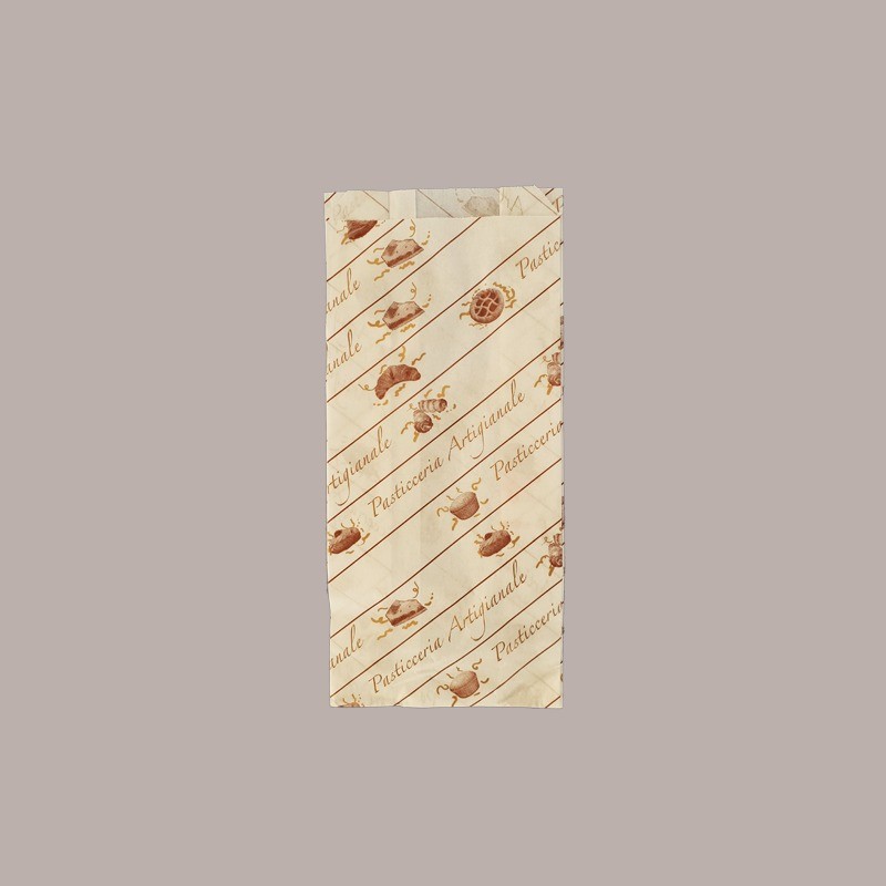 Sacchetti in Carta Politenati Antigrasso 12+8x26cm Pasticceria 500 Pz [1fd8bf10]