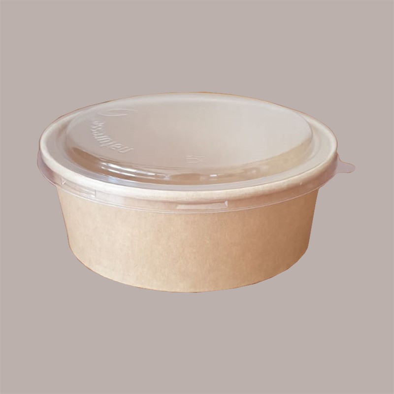 50 Pz Coppa Insalata Carta Avana BIO Coperchio 1200 Ml Dm 185 [73714ca5]