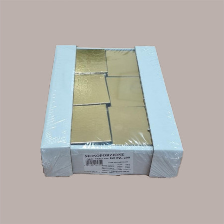 200 Vassoio Monoporzione Quadrato Cartoncino Oro Nero 8x8 cm [bc1fed11]