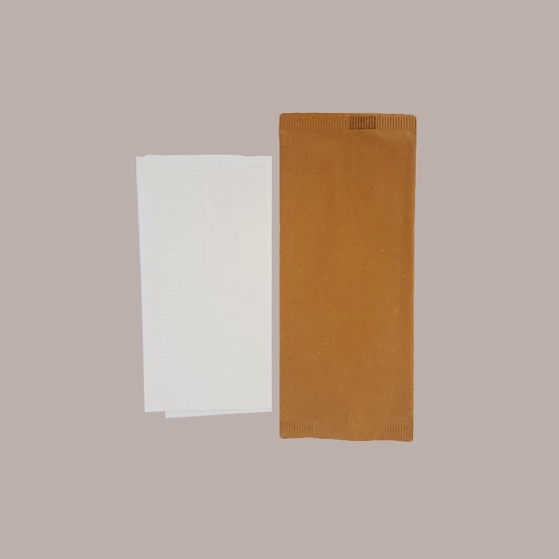 125 Pezzi Busta Portaposate Carta Paglia Tovagliolo Bianco 40x40 [f0848986]