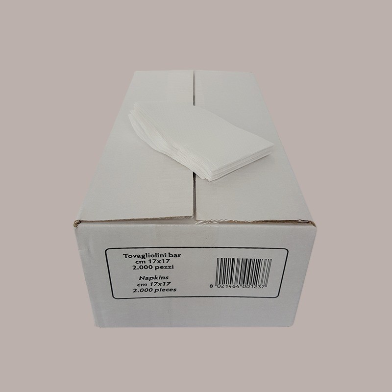 2000 Pz Tovaglioli Carta Bar Ripiegati Bianchi per Dispenser 17x17 [3b446817]
