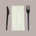 50 BIS Bio Monouso Forchetta e Coltello CPLA NERO + Tovagliolo [d35a69d6]