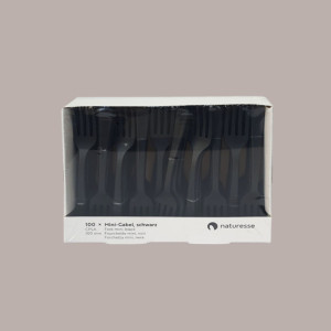 100 Pz Mini Forchetta CPLA Biodegradabile e Compostabile Nero [5f3d2afa]