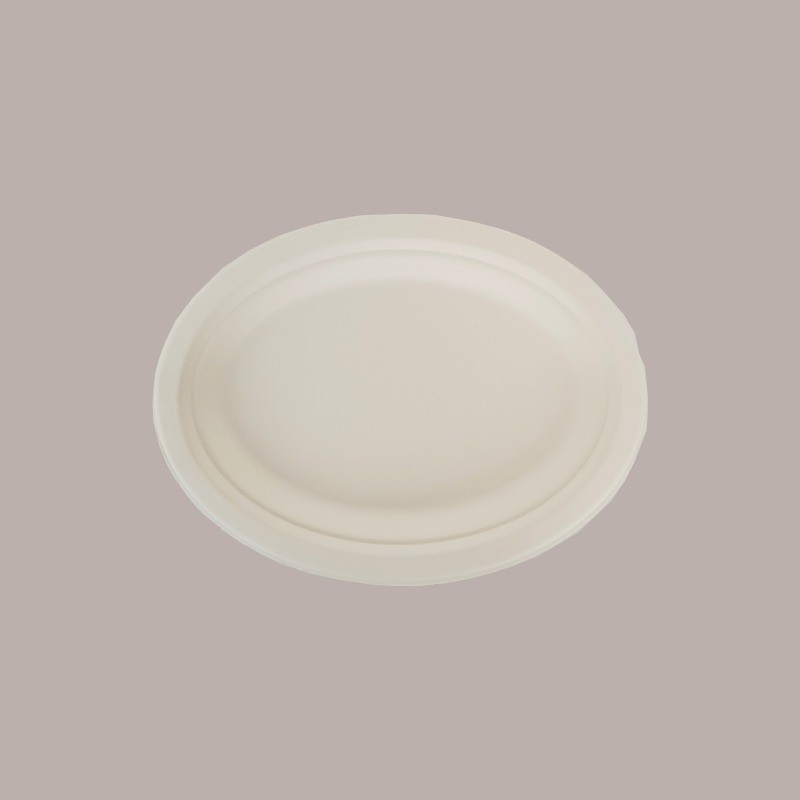 50 Pz Vassoio Piatto Ovale Bio Eco Carta Polpa Cellulosa 26x20cm [54f2704b]
