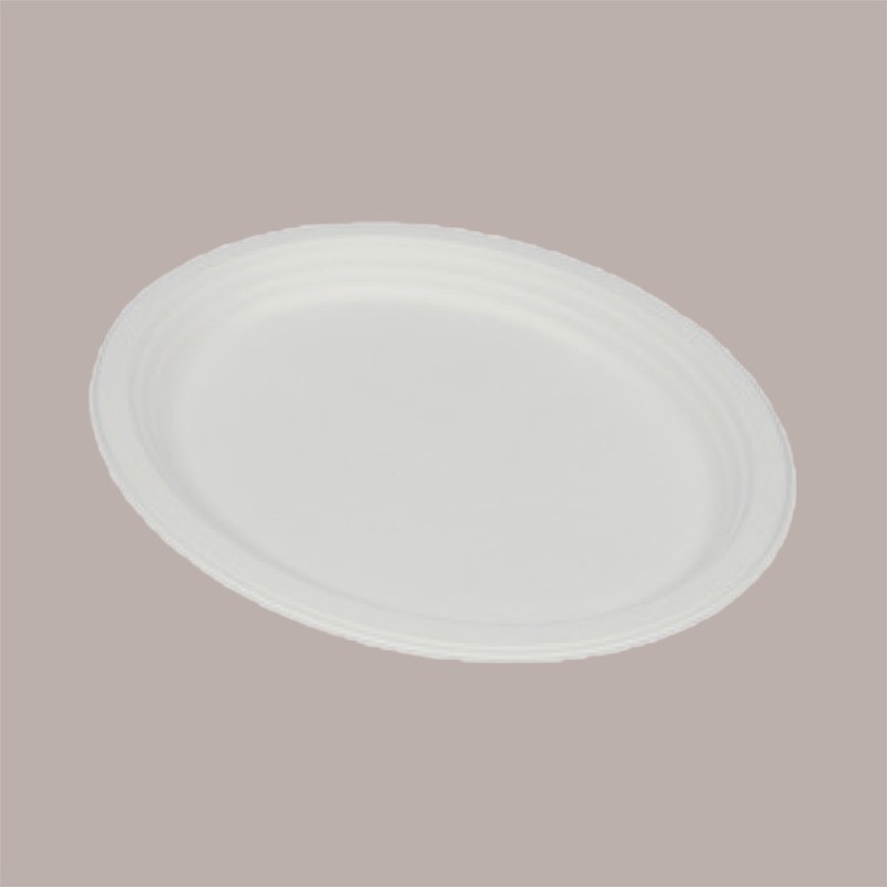 50 Pz Vassoio Piatto Ovale Bio Eco Carta Polpa Cellulosa 26x20cm [4249b11c]