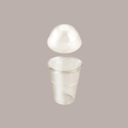 50 Bicchiere Pla Bio 500cc Coperchio Cupola con Foro Bubble Tea [e50b82aa]